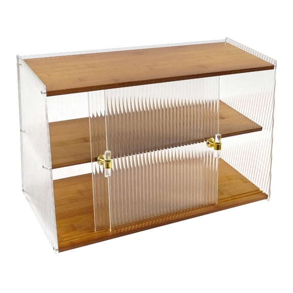 Tea Colored Sideboard Buffet Cabinet with Sliding Doors, Kitchen & Living Room Pantry Storage Cabinet