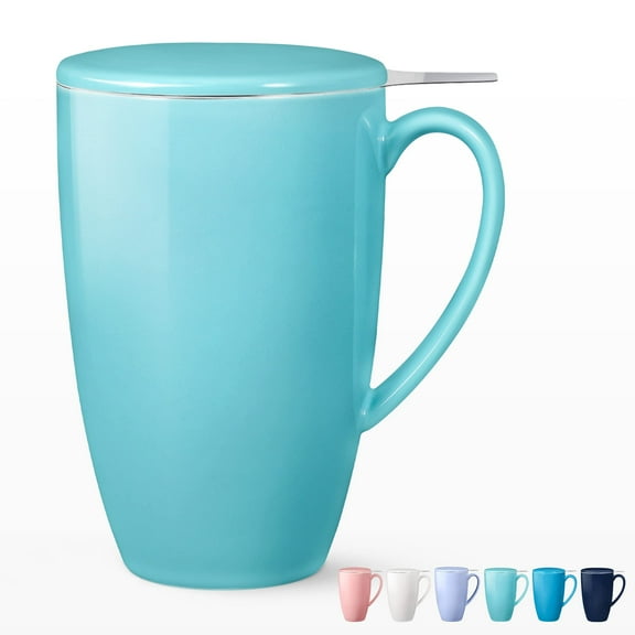 Tea Cup with Lid, Tea Infuser Cup, 500ml 16oz Mug, Tea Cup with Stainless Steel Filter, Tea Cup with Infuser, Tea Mugs with Infuser and Lid, Tea Gifts for Tea Lovers, Tea Infuser Mug - Mint Green