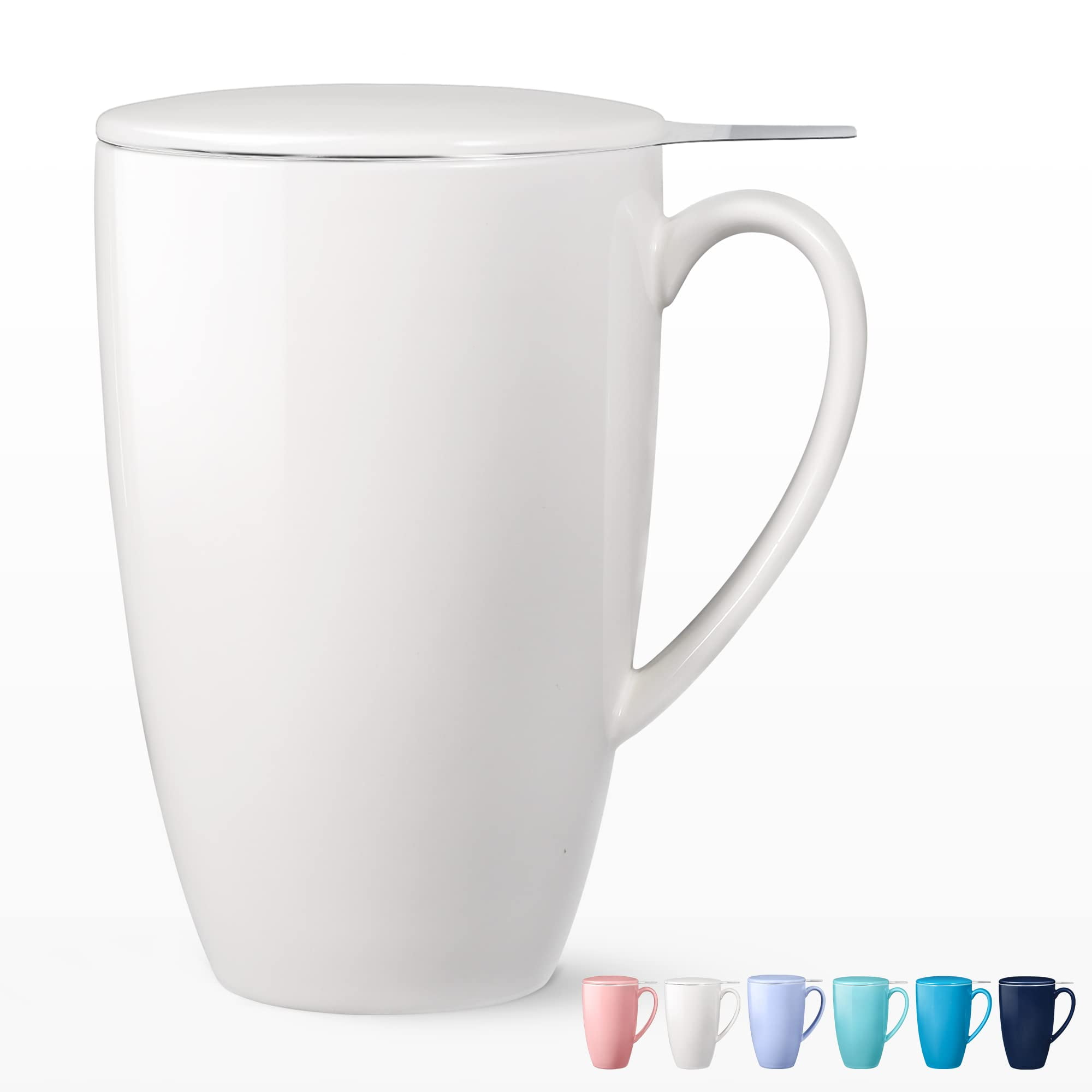 Porcelain Personal Tea Mug with Stainless Steel Infuser - 12oz