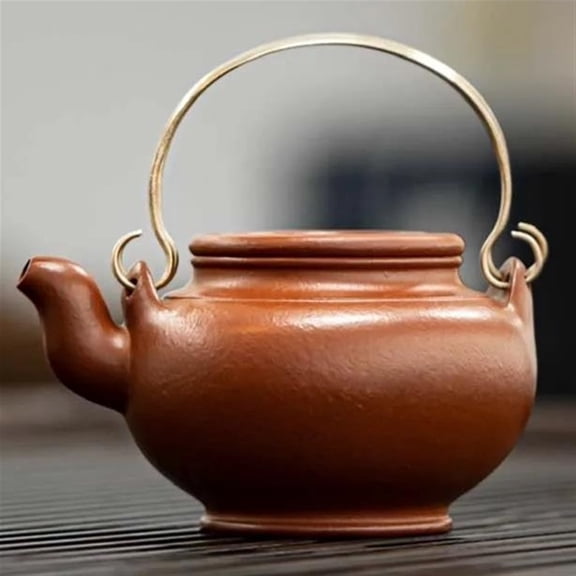 Tea Cup Set 150ml Handmade Antique Raw Ore Zhu Mud Teapot Filter Kettle Zisha Tea Accessories Chinese Yixing Purple Clay Hoop Handle Tea Pot Teapots & Coffee Servers Travel Tea Set