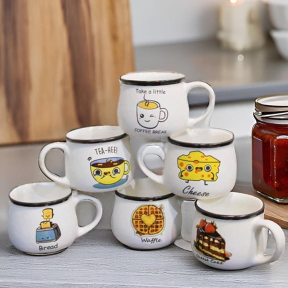 Tea Cup Set of 6-200ml Each Capacity | Clock Print | Microwave and Dishwasher Safe Ceramic Tea Cup Ideal for Home Office, Parties Birthday Gift Chai Cups
