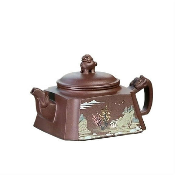 Tea Cup Set Chinese Zisha Tea Set Gifts Yixing Purple Clay Square Teapots Master Handmade Landscape Tea Pot Raw Ore Purple Mud Kettle 140ml Teapots & Coffee Servers Travel Tea Set