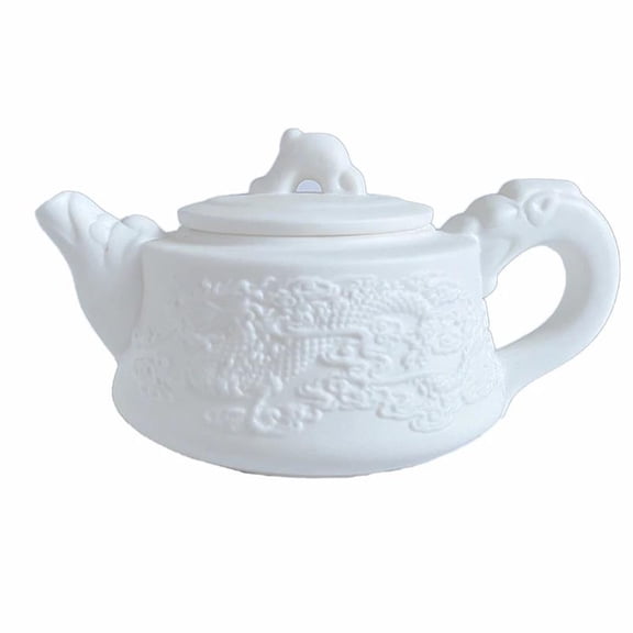 Tea Cup Set Dragon And Phoenix Teapot White Porcelain Relief Handmade 235ml Zen Traditional Kung Fu Drinking Pot Teapots & Coffee Servers Travel Tea Set