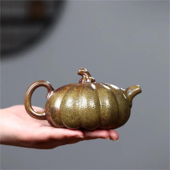 Tea Cup Set Handmade Pumpkin Pot Raw Ore Section Mud Wood-fired Porcelain Tea Soaking Kettle Zisha Tea Set 290ml Yixing Purple Clay Teapots Teapots & Coffee Servers Travel Tea Set
