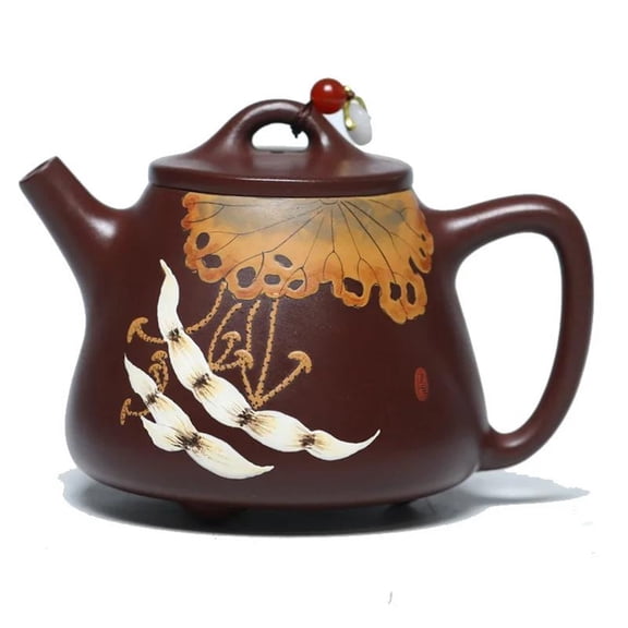 Tea Cup Set Handmade Stone Ladle Tea Pot Raw Ore Mud Lotus Kettle Zisha Tea Set Gifts 280ml Famous Purple Clay Teapots Teapots & Coffee Servers Travel Tea Set