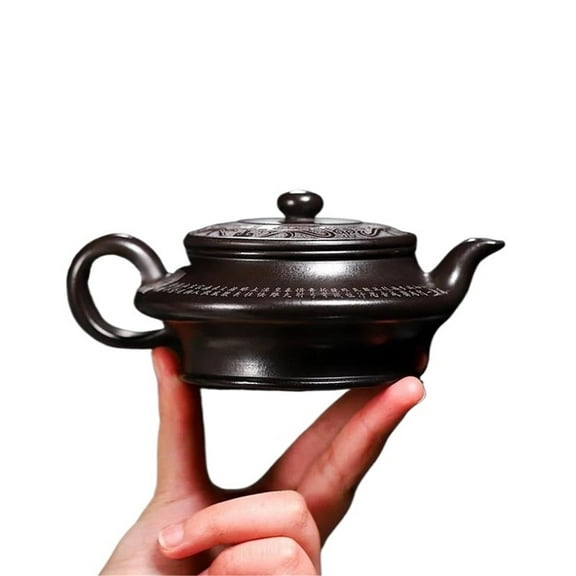 Tea Cup Set Ore Reducing Roasting Mud Kettle With Infuser Zisha Tea Set 230ml Purple Clay Teapots Artists Handmade Pot Raw Teapots & Coffee Servers Travel Tea Set