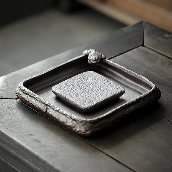 Tea Cup Set Vintage Ceramics Single Brew Teapot Stoneware Raw Ore Tray Handmade Wood Fired Japanese Style Pot Holder Tea Teaware Kitchen Bar Teapots & Coffee Servers Travel Tea Set