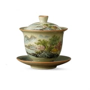 Tea Cup Set Vintage Chawan Tea Ceramony Set Chinese Tea Bowls Opening Landscape Gaiwan For Tea Ceramic Tureen Teaware Cup Teapots & Coffee Servers Travel Tea Set