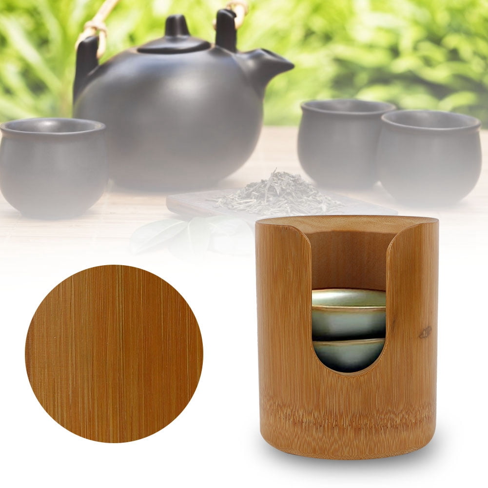 Tea Cup Storage Rack, Bamboo Tea Cup Holder Storage Bucket Box Tea Cup