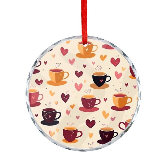 Tea Cups And Hearts Xmas Ornament Appreciation Gifts Ornaments for Xmas Tree Happy Valentines Day Christmas Glass Decoration