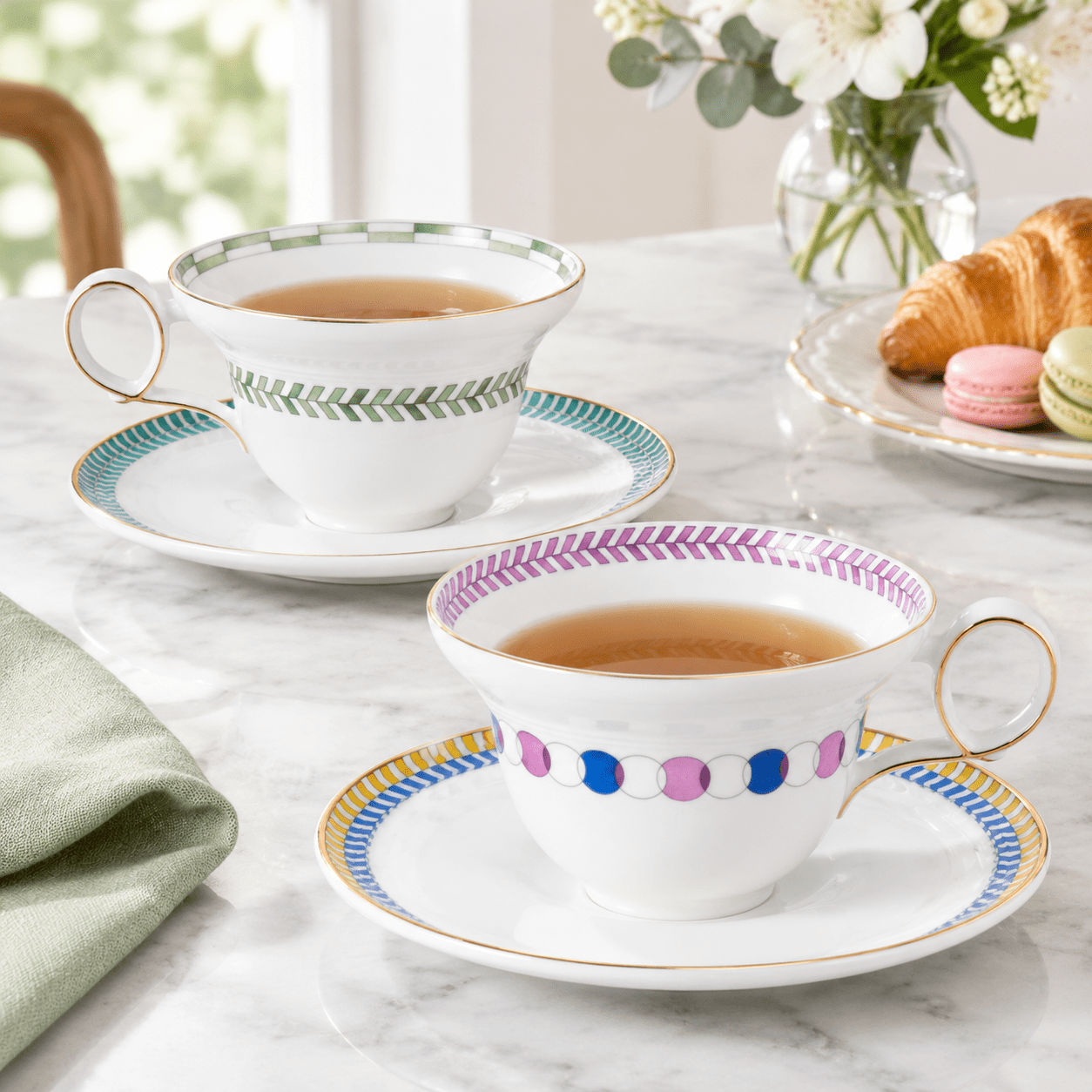 Tea Cups Set Of 2 Ceramic Flpattern Cup - Walmart.com