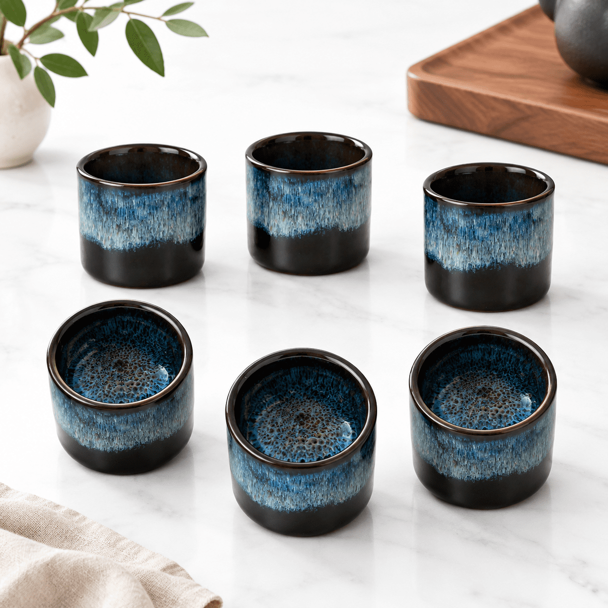 Tea Cups Set Of 6 Ceramic Espresso For Hot Or Coffee Expresso 2.5 ...