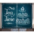 thumbnail image 1 of Ambesonne Tea Curtains 2 Panel Set, Pastries Bakery Drawing Art, 108" x 63", Petrol Blue and White, 1 of 3