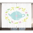 thumbnail image 1 of Tea Curtains 2 Panels Set, Soft Toned Teapot in A Floral Laurel with Spring Blooms Leaves Flourishing Pattern, Window Drapes for Living Room Bedroom, 108W X 108L Inches, Multicolor, by Ambesonne, 1 of 3