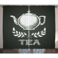 thumbnail image 1 of Ambesonne Tea Curtains 2 Panel Set, Teapot Leaf Branches Chalkboard, 108" x 90", Charcoal Grey White, 1 of 3