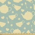 thumbnail image 1 of Ambesonne Kitchen Fabric by the Yard Upholstery, Tea Cup Teapot British, 2 Yards, Pale Yellow Turquoise, 1 of 4
