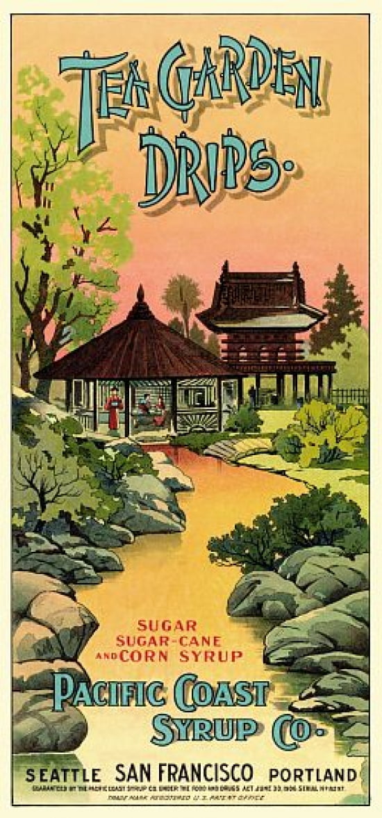 Tea Garden Drips Sugar Cane Syrup label poste Canvas Art -  (36 x 54)