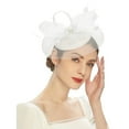 thumbnail image 1 of Tea Hats for Women, Yigetop 2025 Derby Fascinators Hats Tea Party Church Wedding Hats for Women Hair Clip Headwear Fascinators Hats for Women Tea Party White One Size, 1 of 8