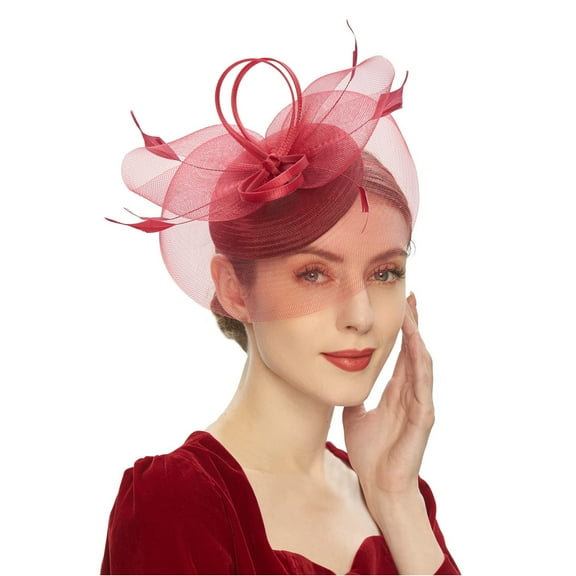 Tea Hats for Women, Yigetop 2025 Derby Fascinators Hats Tea Party Church Wedding Hats for Women Hair Clip Headwear Fascinators Hats for Women Tea Party Wine One Size
