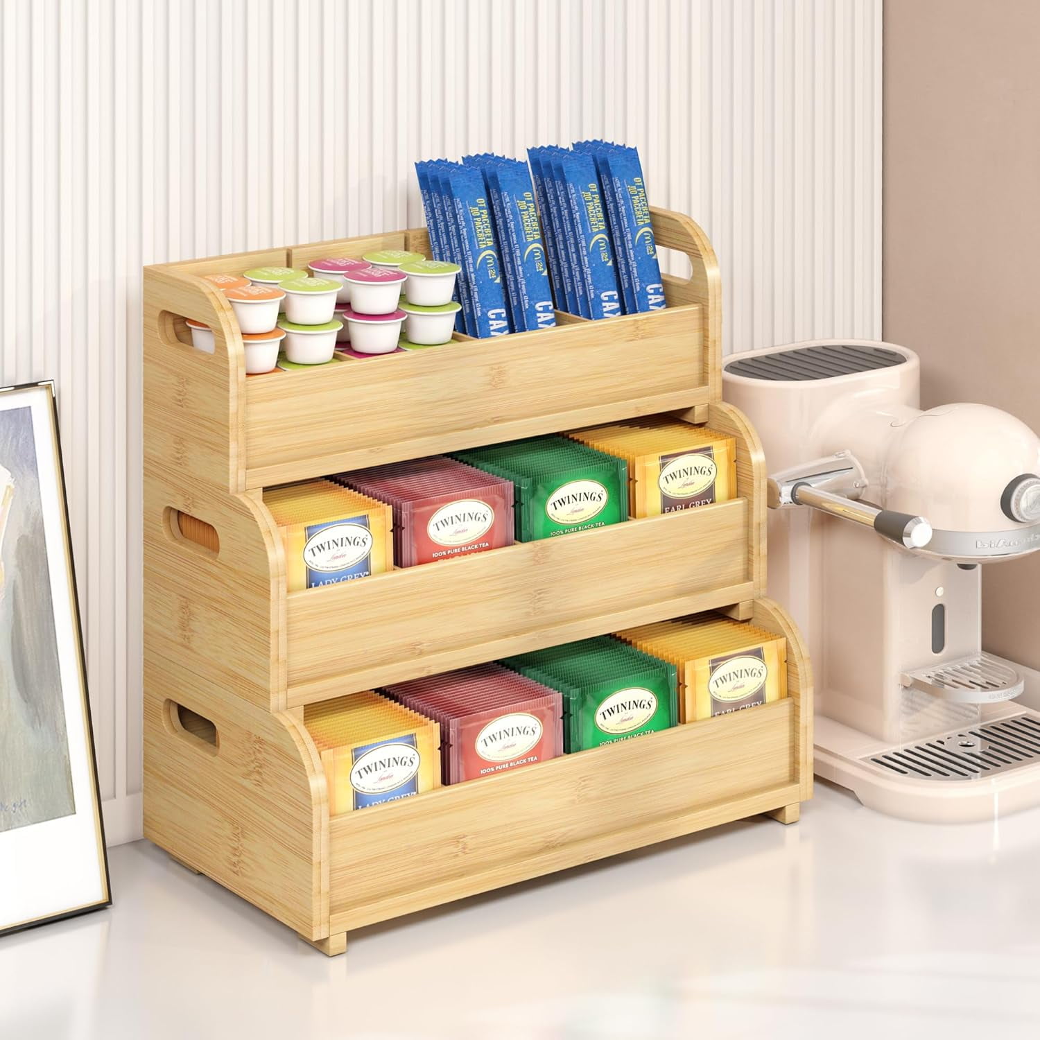 Tea Holder for Tea Bags Organizer - Bamboo Tea Organizer for Tea Bags 3 ...