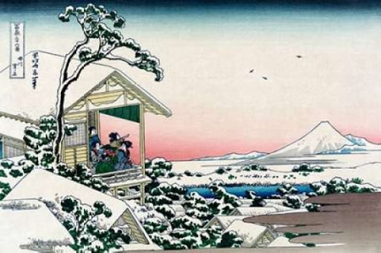 Tea House at Koishikawa 1830 Canvas Art - Hokusai (12 x 18)