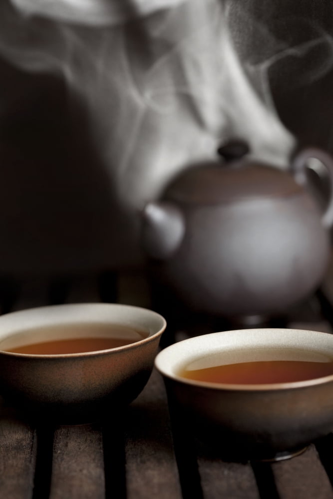 Tea In Cups With A Steaming Pot In The Background Canvas Art - Mathieu Dupuis Design Pics (11 x 17)
