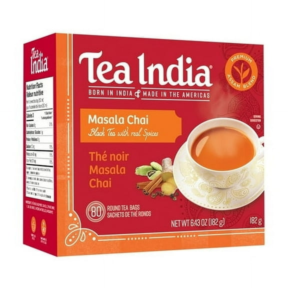 Tea India Masala Chai Tea Bags 80ct Tagless Tea Bags