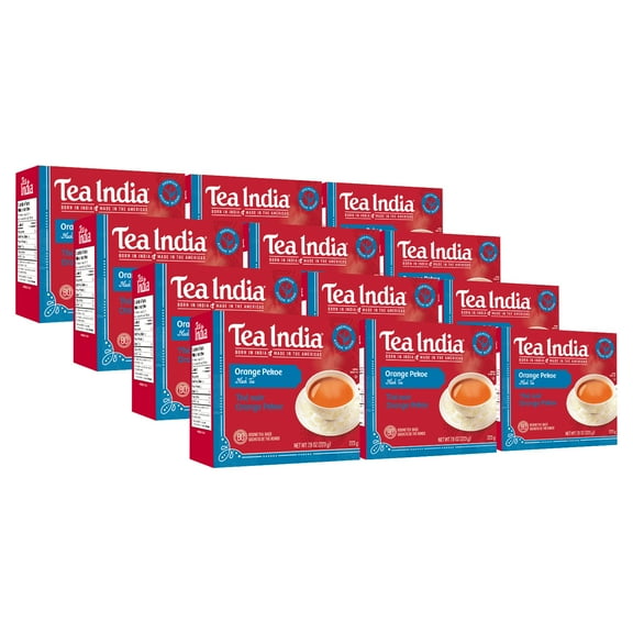 Tea India Orange Pekoe Black Tea Chai Flavorful Blend Of Black Tea & Natural Ingredients Strong Full-Bodied Traditional Indian Caffeinated Tea 80 Round Tea Bags Pack of 12