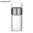 thumbnail image 1 of Tea Infuser Bottle, Double Wall Glass Travel Mug, Heat Resistant Tea Tumbler, Loose Leaf Tea Strainer Cup, Glass Water Tea Tumbler for Homes, Offices, Schools, Silver, 16.9 oz, 1 of 5