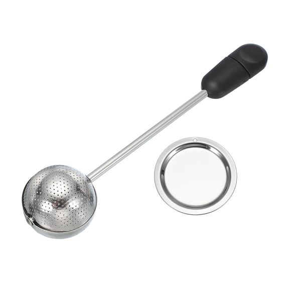 Tea Infuser for Loose Leaves, Stainless Steel Tea Infuser Filter with Round Plate, TwistingHandle Steeper Strainers for Cup and Teapot, Ball shaped, Black