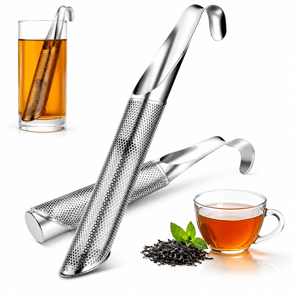 Tea Infuser Stainless Steel - 2 Pack Tea Steeper hold Loose Leaf,Reusable Metal Tea Diffuser Pipe,Tea Filter Defuses,Fine Mesh Stick Holder for Tea Leaves
