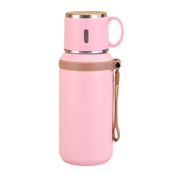 Tea Infuser Stainless Steel Insulated Tumbler With Handle, Double Wall Vacuum Leakproof Water Bottle For Office Camping Travel,Pink,600ml