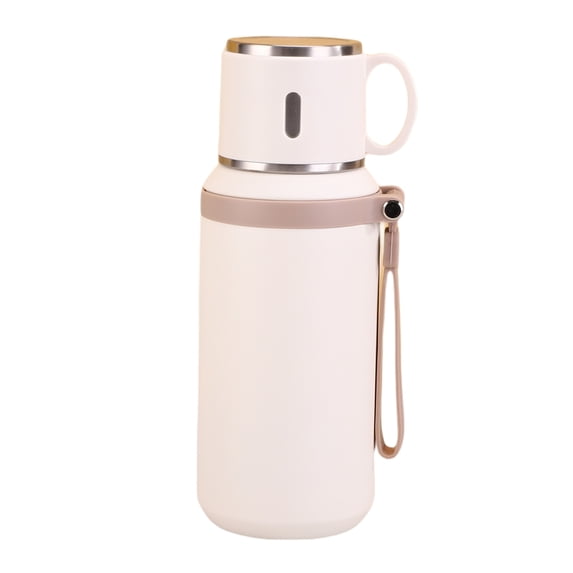 Tea Infuser Stainless Steel Insulated Tumbler With Handle, Double Wall Vacuum Leakproof Water Bottle For Office Camping Travel,White,600ml