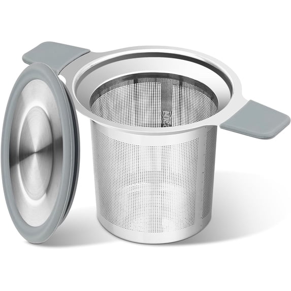 Tea Infuser Strainers, Stainless Steel Loose Leaf Tea Strainer Steeper with Heat-Resistant Double Handles, Extra Fine Mesh Ball Infusers with Diffuser Holder for Mugs