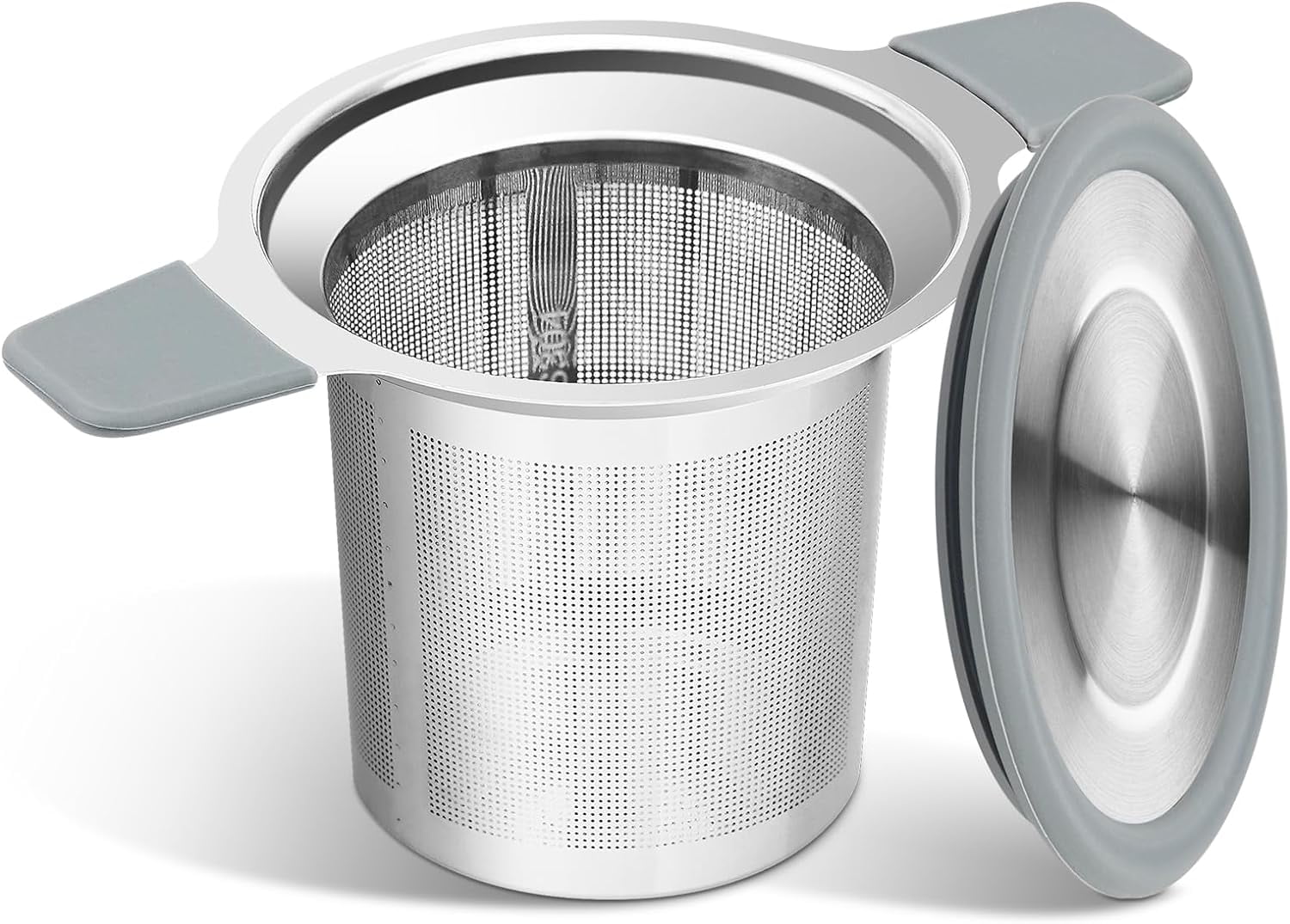 Extra Fine Tea Infuser - 304 Stainless Steel Strainer With Silicone Lid For Loose Leaf Tea
