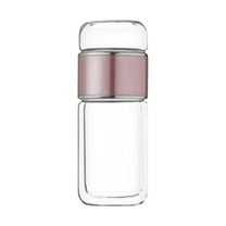 Tea Infuser Tumbler with Removable Strainer | 22oz Double Wall Glass Cup, Insulated Leak-Proof Design for Hot & Cold Drinks | Cute Portable Travel Mug, Tea Cup