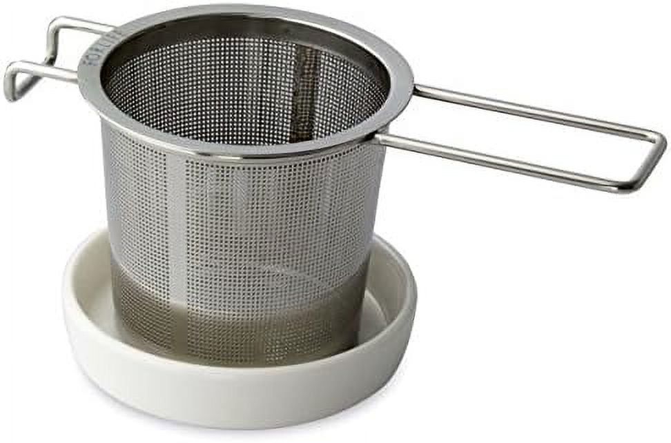 Extra-Fine Stainless Steel Tea Infuser with Ceramic Dish