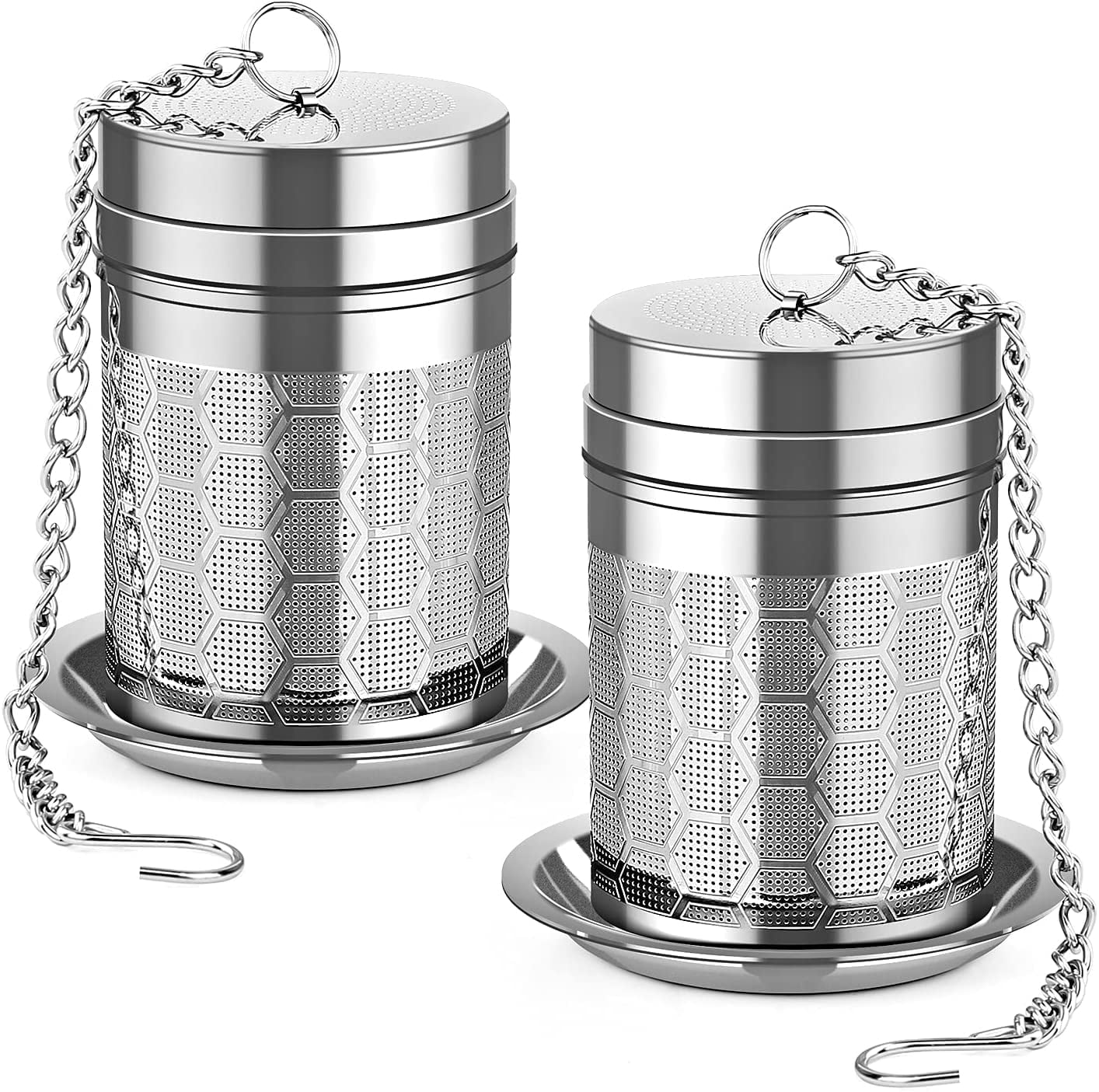 Stainless Steel Honeycomb Mesh Tea Infuser with Lid, 2 Pack