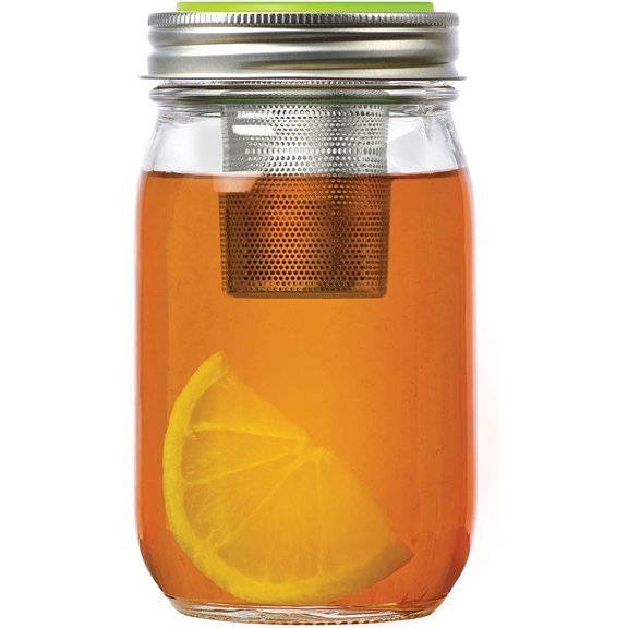 Tea Inser Lid for Regular Mouth Mason Jars, Green