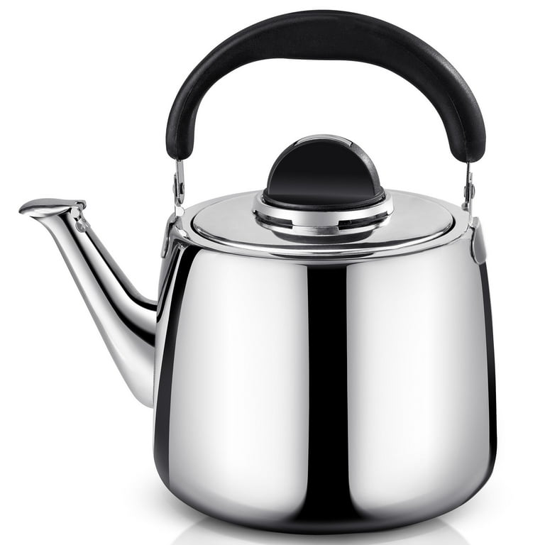 2.5 Quart Whistling Tea Kettle Tea pot for Stove Top , Food Grade Stainless  Steel Metal Teapots for Stovetop Water Kettle ,Teteras Para Hervir Agua  Teakettle with Cool Grip Ergonomic Handle 