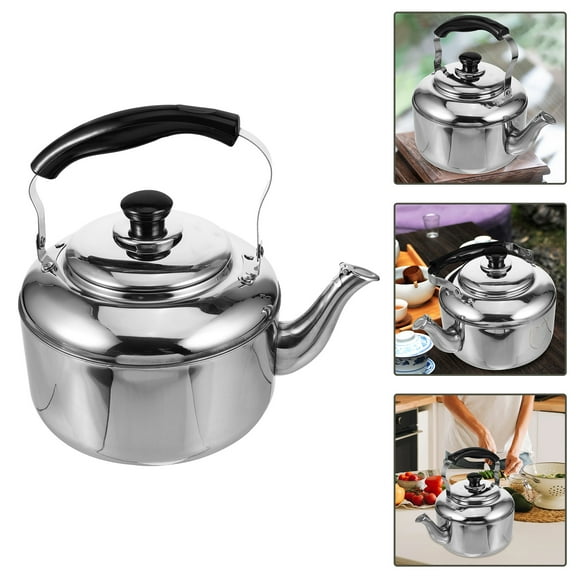 Tea Kettle Stainless Steel ,Portable Stovetop Pot with Heat-resistant Folding Handle 4L