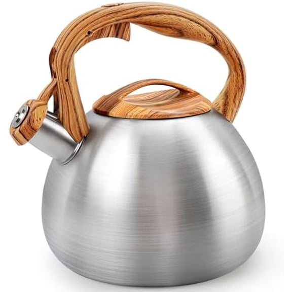 Tea Kettle for Stove Top, 3.1QT/3L Whistling Tea Kettles for Boiling Water Coffee or Milk, Stainless Steel kettle Pot with Wood Parttern Handle for Home and Kitchen