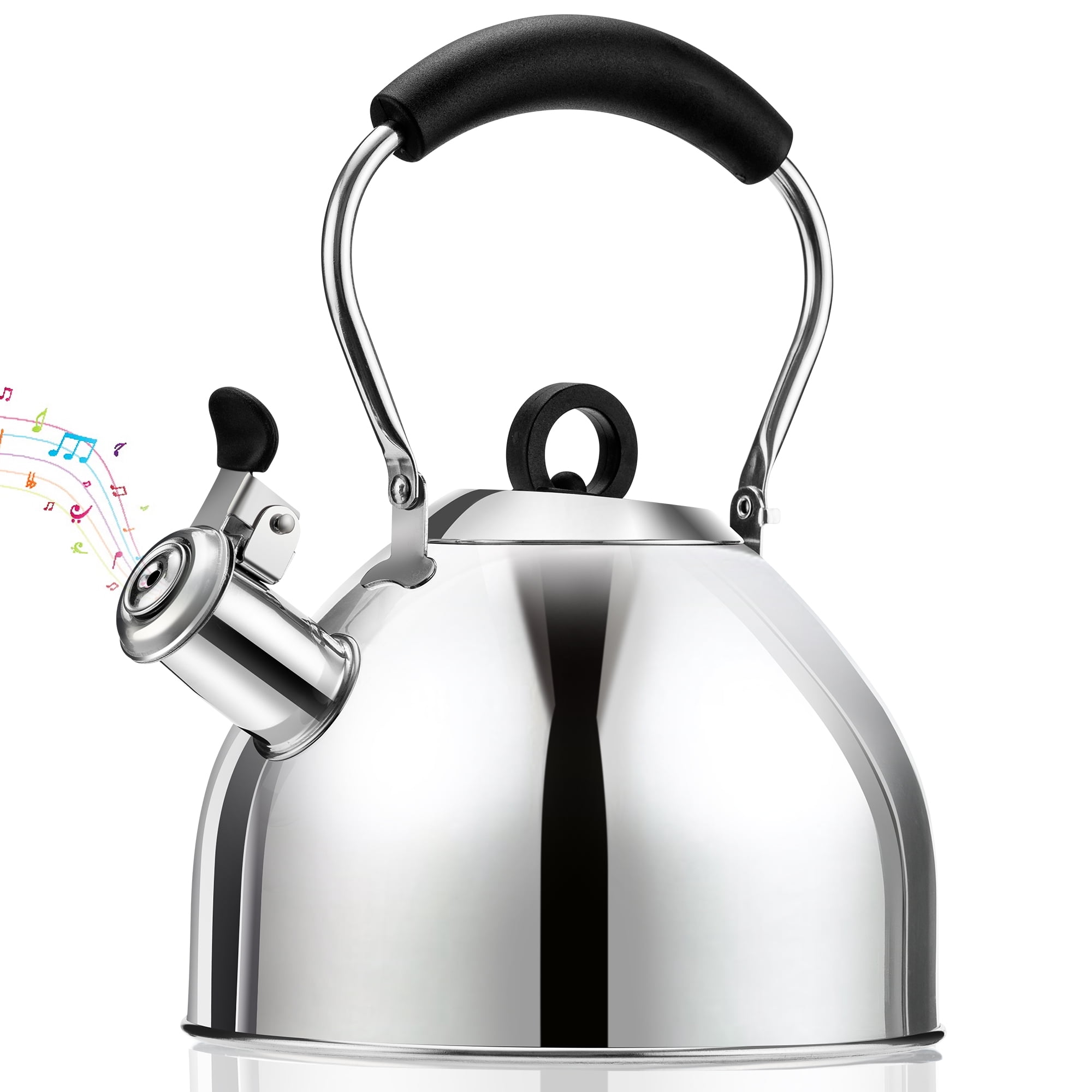 Tea Kettle Stovetop Whistling Teakettle Classic Teapot Stainless Steel Tea  Pots for Stove Top with Thin Fast Heating Base, Mirror Finish, 2 liters