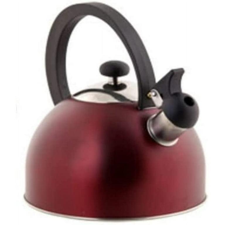 Tea Kettle Whistling Lid Opening Stainless Steel Matte 2.5L Red
