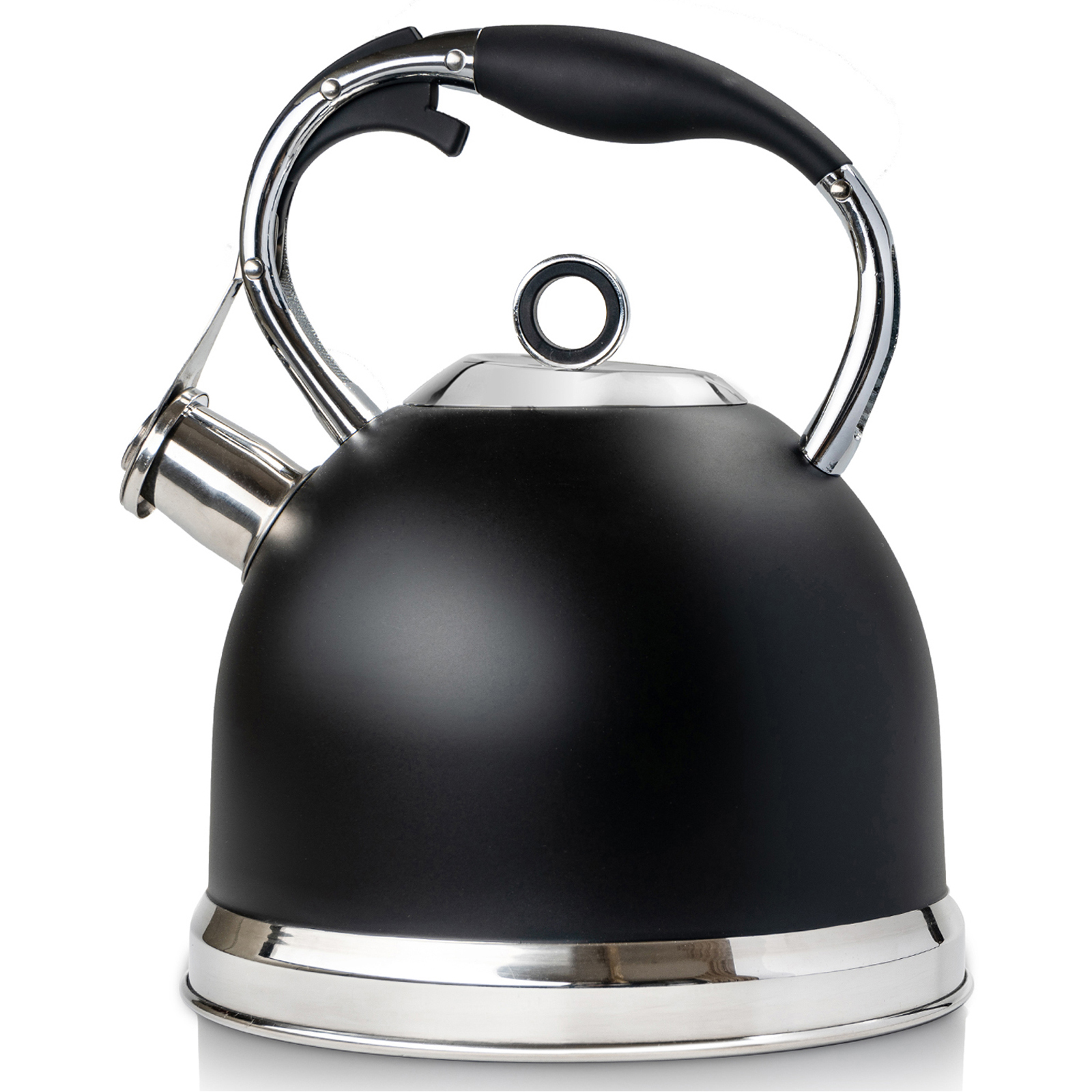Tea Kettle for Stovetop, 3 Quart Loud Whistling Teapot with Cool Grip Ergonomic Handle Food Grade Stainless Steel Teakettle for Tea, Coffee (Black) - image 1 of 7