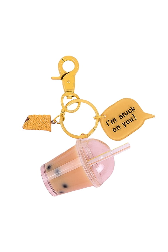 Tea Keychain Milk Boba Keychains Key Bubble Accessories Ornament Kawaii Keyring Mocha Pendant Quicksand Car Ring Bag S
