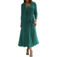 thumbnail image 1 of Tea Length Mother of The Bride Dresses 2 Piece Chiffon Laces Mother of Groom Dresses with Jacket Size 22 Plus Pink, 1 of 5