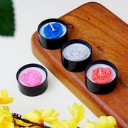Tea Light Candles, Decorative Tealights for Diwali, Valentines Day, Wedding, Birthday, T Lights for Every Occasion, Scented Candle Set for Home Decor Black, Pack of 4
