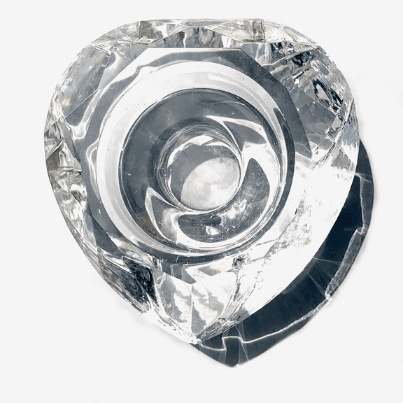 Tea Light Diamond Cut Crystal Candle Holder, Clear Votive Holder, Heart Shape, Pack of 8