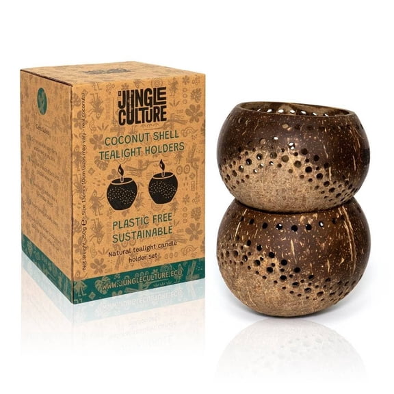 Tea Light Holder Set- Handmade Natural Coconut Shell